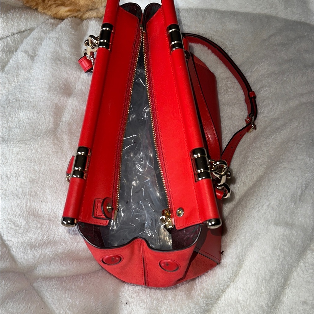 Coach special edition Selena Gomez Cherry Red Leather 2 way Bag - Picture 7 of 16